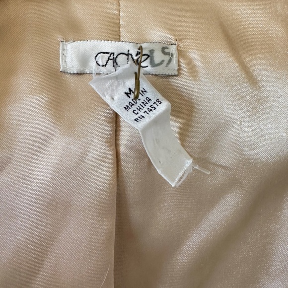 Cache rabbit fur embellished jacket coat EUC tan beige bling medium. - Picture 4 of 7